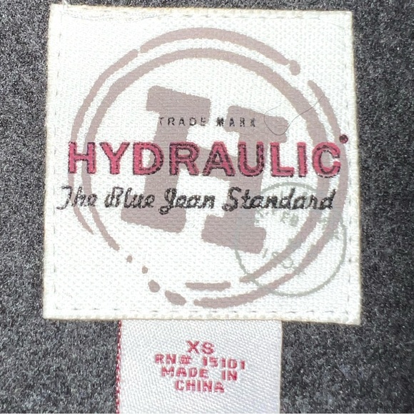 Hydraulic sz XS charcoal gray double breasted faux wool gathered lined Pea Coat - Picture 15 of 16